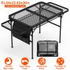 Foldable Camping Table Collapsible Picnic Aluminum Alloy Grill Stand BBQ Table with  66LBS Max Load Adjustable Height 2 Side Wing Trays Storage Net