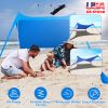 9.8x9.8FT Foldable Beach Canopy Tent Collapsible Shade Sail Sun Protection Windproof Shelter 4 Sandbag 2 Pole Portable Storage Bag Rectangle Blue