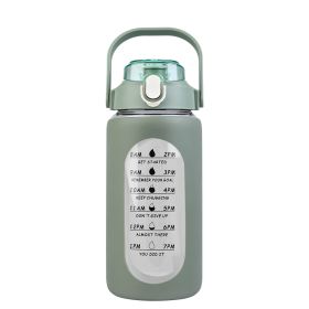 34Oz Glass Water Bottle Sports Water Bottle Motivational Water Bottle Water Intake Tracker Bottle with Straw Time Marker Silicone Sleeve Handle for Gy (Option: Bottle 32OZGreen)