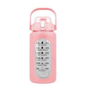 34Oz Glass Water Bottle Sports Water Bottle Motivational Water Bottle Water Intake Tracker Bottle with Straw Time Marker Silicone Sleeve Handle for Gy (Option: Bottle 32OZPink)