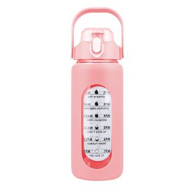 64Oz Glass Water Bottle Sports Water Bottle Motivational Water Bottle Water Intake Tracker Bottle with Straw Time Marker Silicone Sleeve Handle for Gy (Option: Bottle 64OZPink)