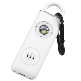 Rechargeable Personal Safety Alarm Portable 130dB Self-defense Siren with Strobe Light LED Light Carabiner Emergency Escape Tool for Women Kids Elderl (Option: SafetyAlarm White)