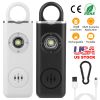 Rechargeable Personal Safety Alarm Portable 130dB Self-defense Siren with Strobe Light LED Light Carabiner Emergency Escape Tool for Women Kids Elderl