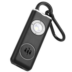 Rechargeable Personal Safety Alarm Portable 130dB Self-defense Siren with Strobe Light LED Light Carabiner Emergency Escape Tool for Women Kids Elderl (Option: SafetyAlarm Black)