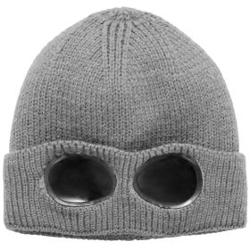 Unisex Knit Beanie Hat with Goggle Chunky Winter Warm Hat Skull Cap 4 Colors (Option: BeanieHat Grey)