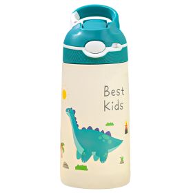 13.5Oz Insulated Stainless Steel Water Bottle Leak-proof Bottle for Kids with Straw Push Button Lock Switch Sports Water Bottle for Toddlers Boys Girl (Option: WaterBottle Dinosaur)